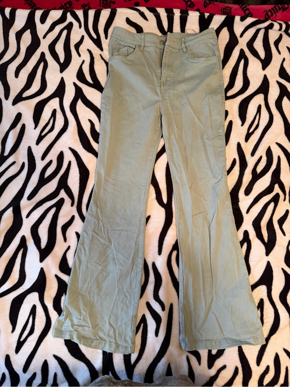 Kids Sage Green Flared Jeans
